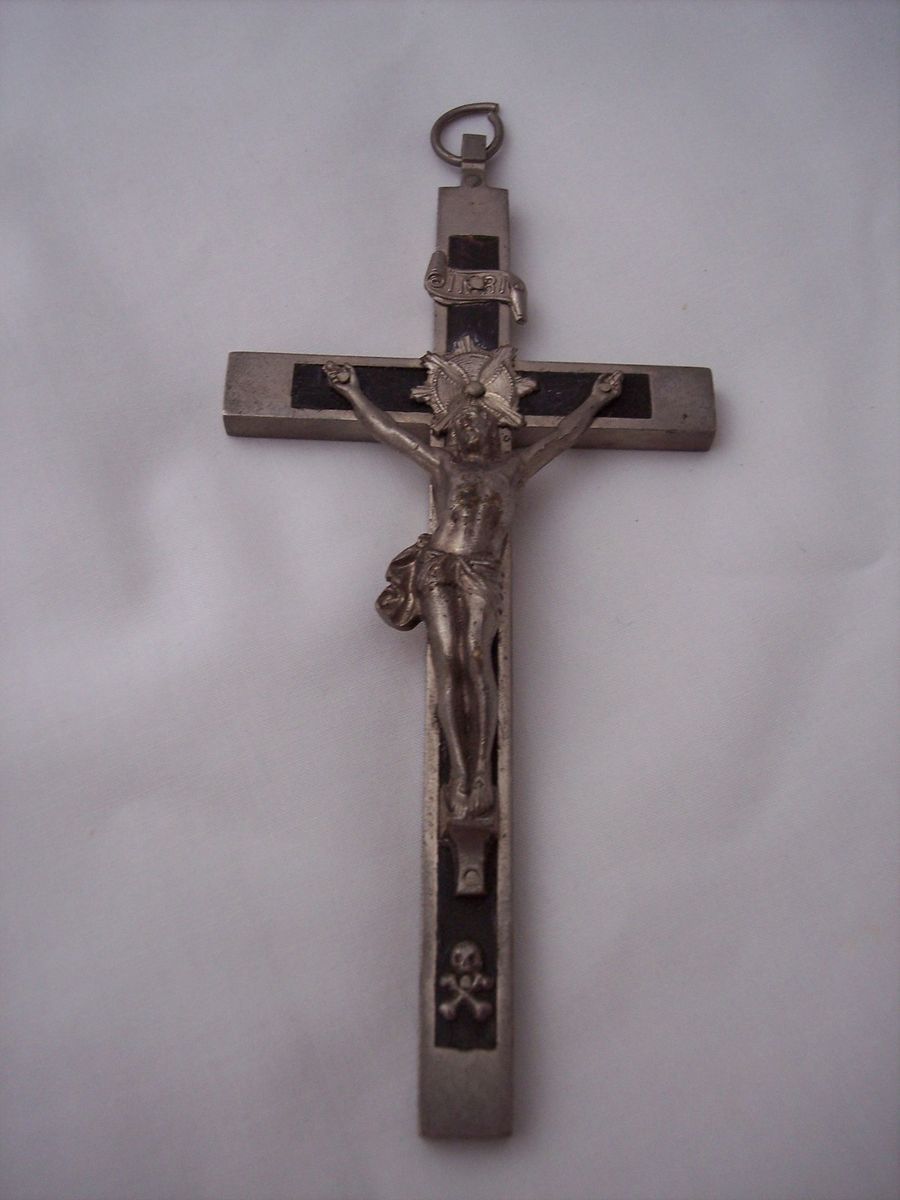 Vintage Antique Nun's Pectoral Crucifix with Skull and Crossbones Ebony ...