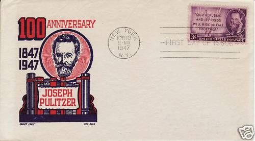 Joseph Pulitzer FDC USA UA 946  