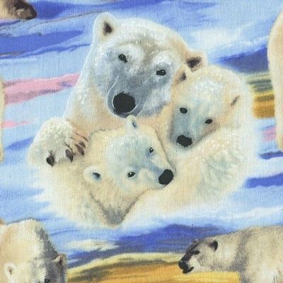 Arctic Worlds Wildlife Polar Bears Cotton Quilt Fabric