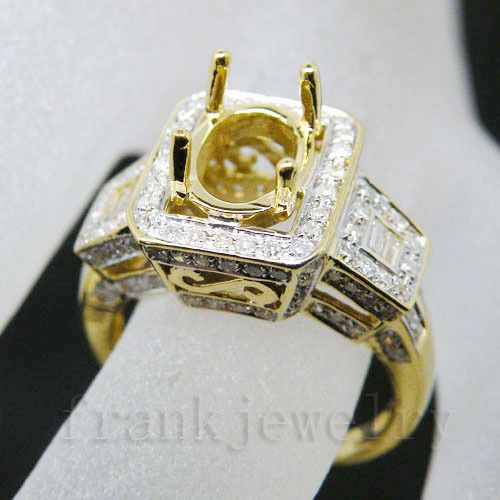 Oval 7x9mm 18kt Yellow Gold Diamond Semi Mount Engagement Wedding Ring