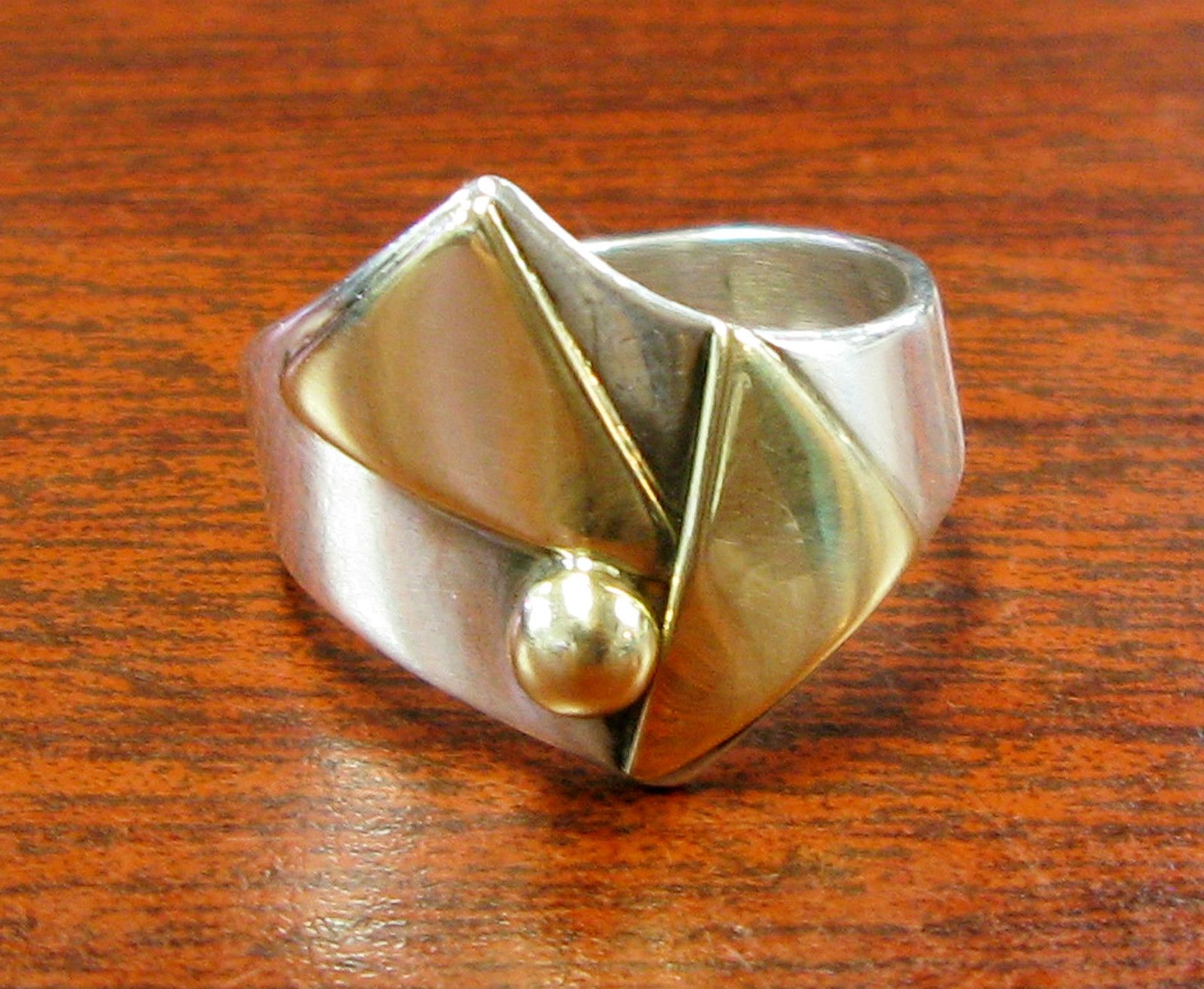 Patricia Karnes 14k Yellow Gold Sterling Silver Modern Art Deco Design