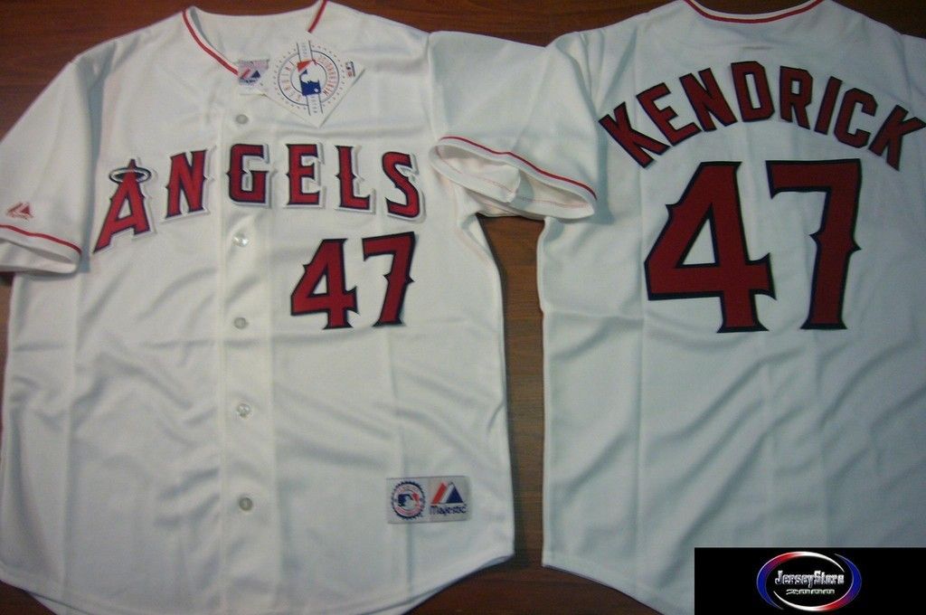 Angels Howie Kendrick Sewn Baseball Jersey Wht Any Size