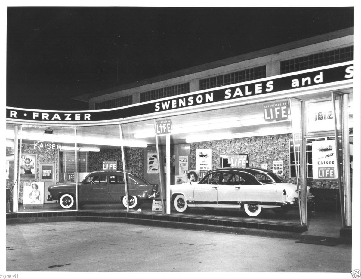 Keiser Dealership at Night 1950s 8 x 10 Photograph