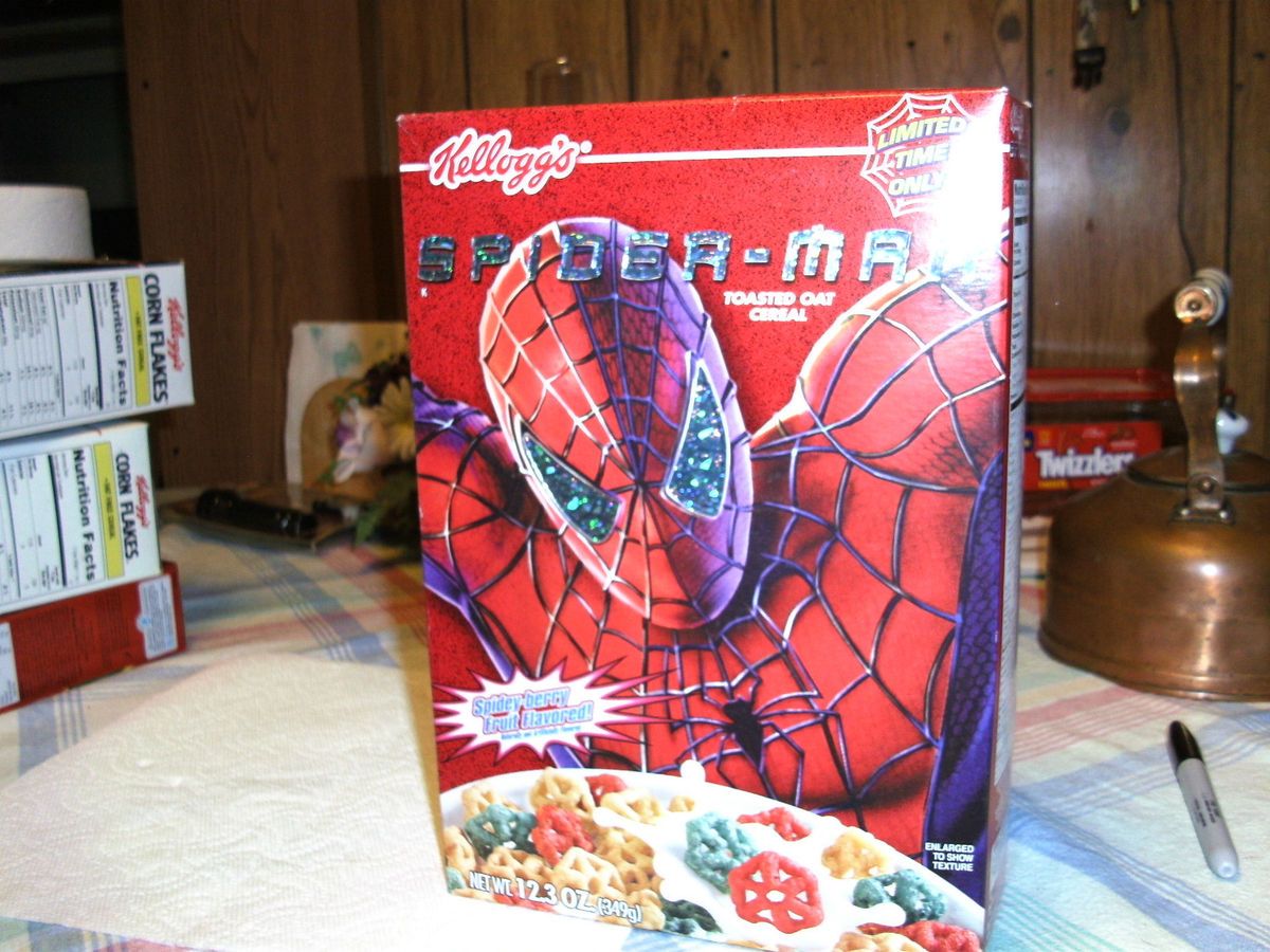 Kelloggs Spiderman Collectors Cereal Box Full