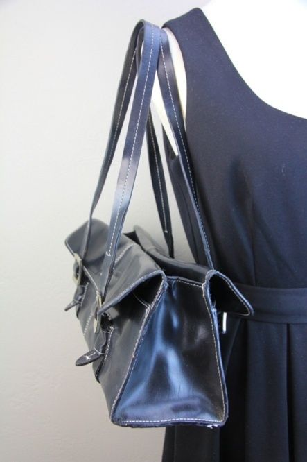Kenneth Cole Reaction Womens Fashion Black Vinyl Handbag Shoulder Bag