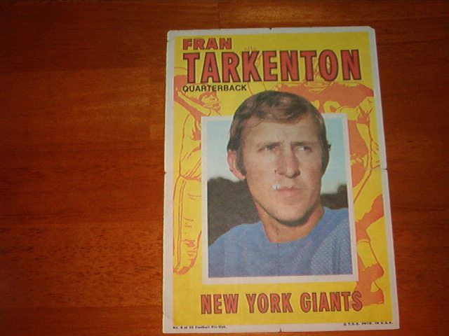 1971 FRAN TARKENTON Topps Football Mini Poster card Game NY GIANTS 5