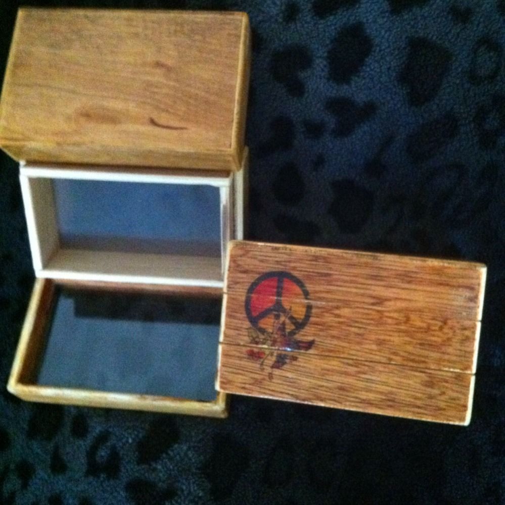 Cool Peace Sign Kief Box Pollen Box Handmade Usable Art