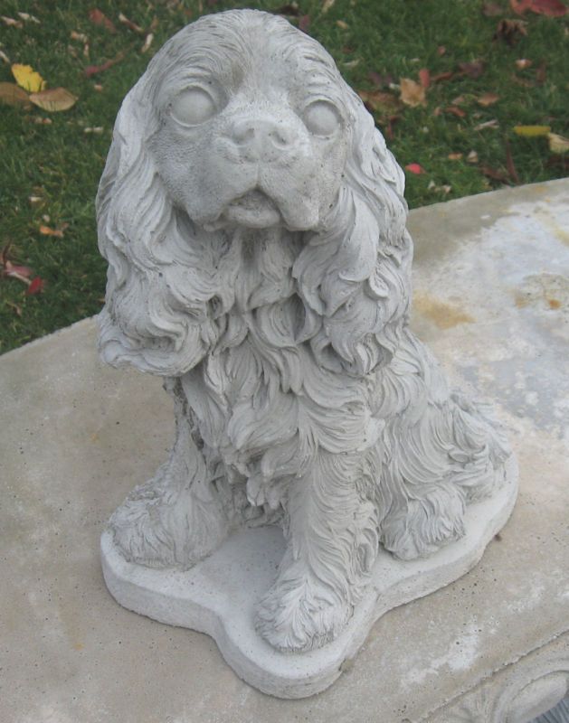 Concrete Cavalier King Charles Dog Statue or Monument