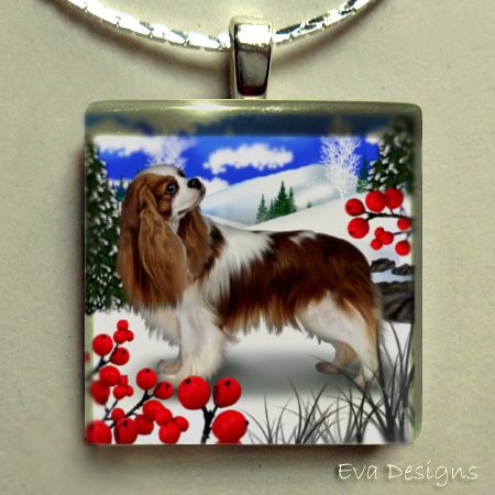 Cavalier King Charles Spaniel Dog Glass Tile Pendant