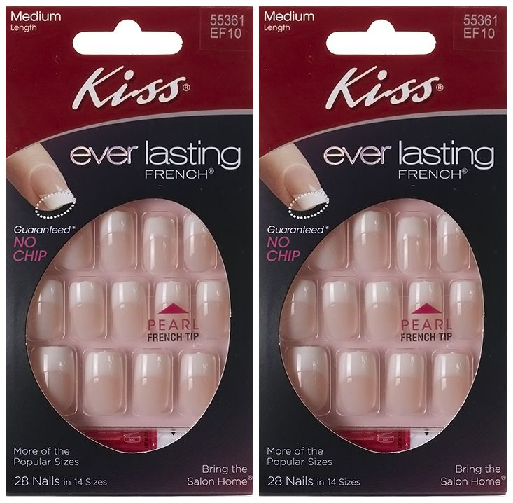 PACK** Kiss Everlasting Nails PEARL TIP Medium Size **GUARANTEED