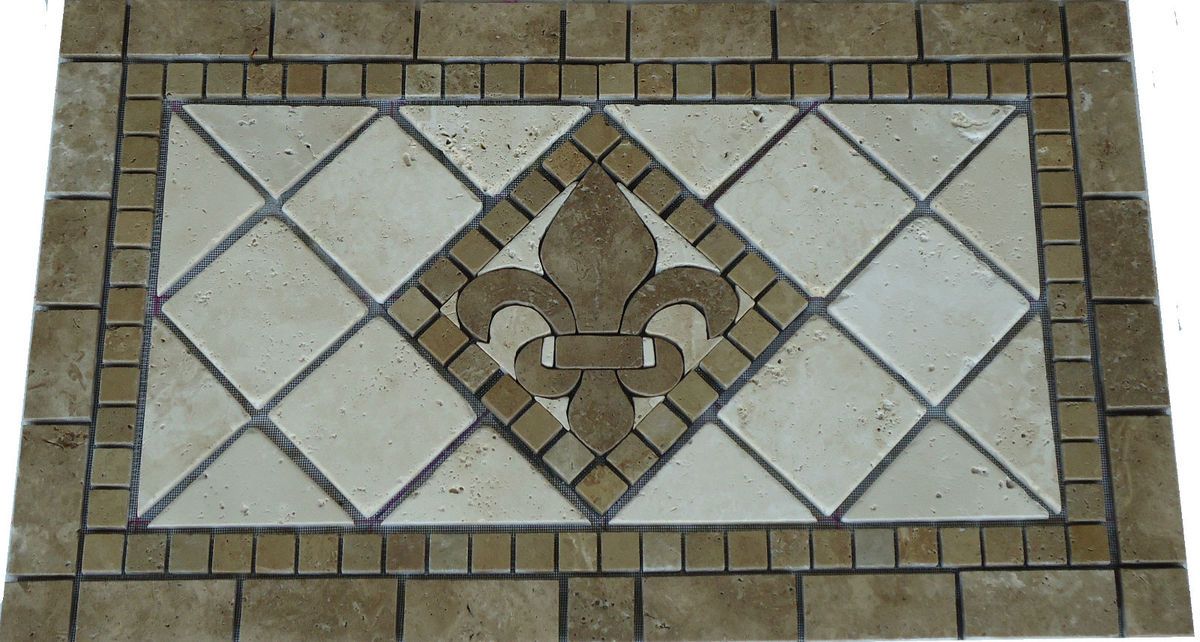 Noce Fleur de Lis Mosaic Backsplash Marble Medallion