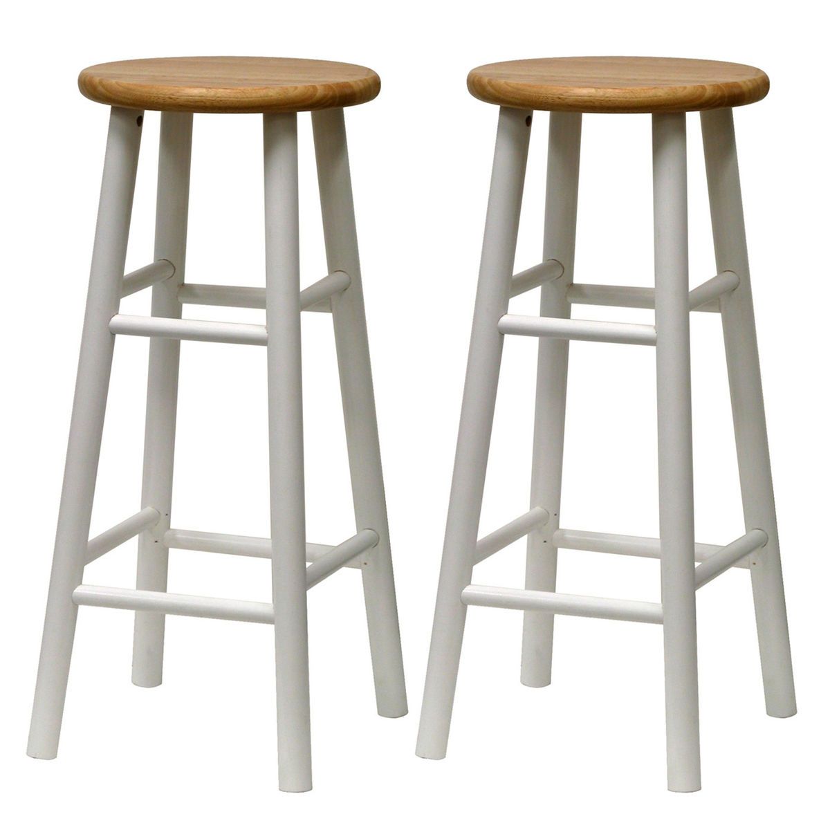 Set 2 Stools 30 Natural White Bar Stool Kitchen Pub Counter Wood WS