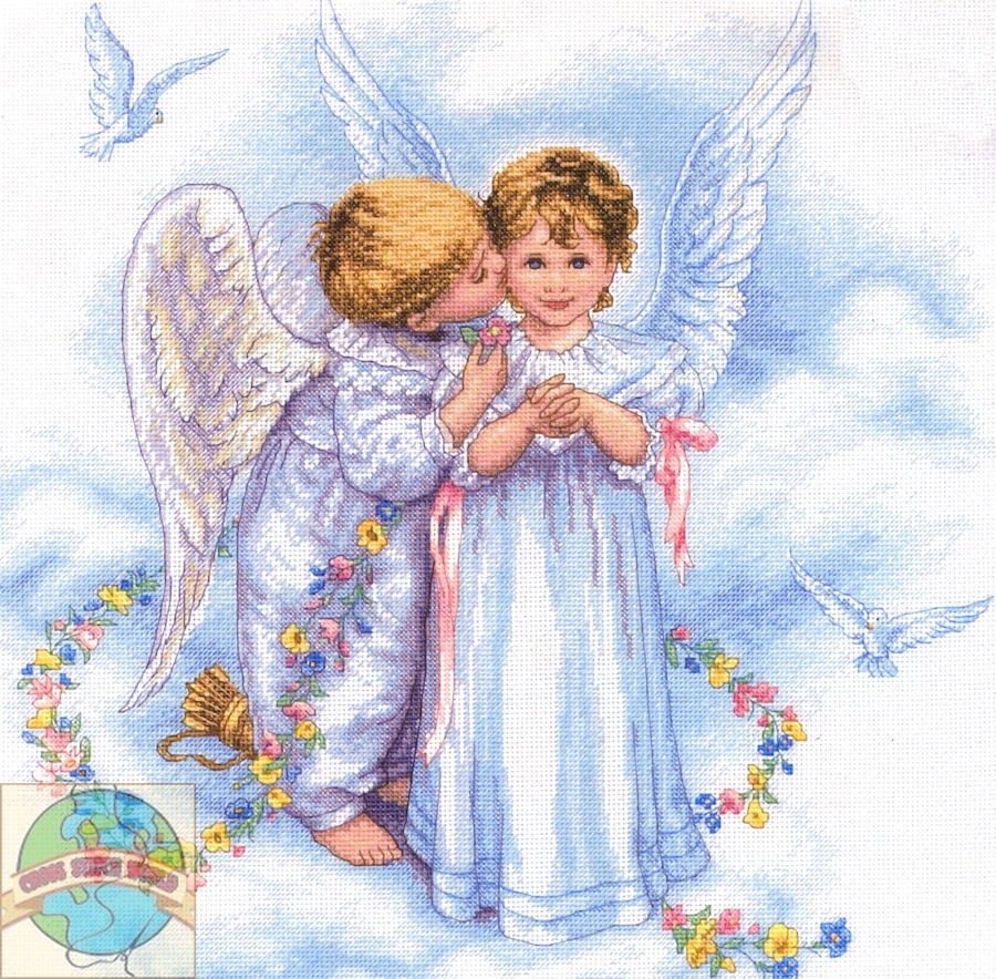 Cross Stitch Kit Dimensions Angel Kisses Loving Cherubs Doves 35134