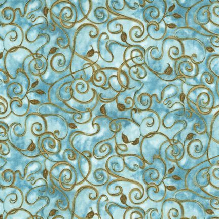 Robert Kaufman Fusions 5572 70 Aqua Scrolls