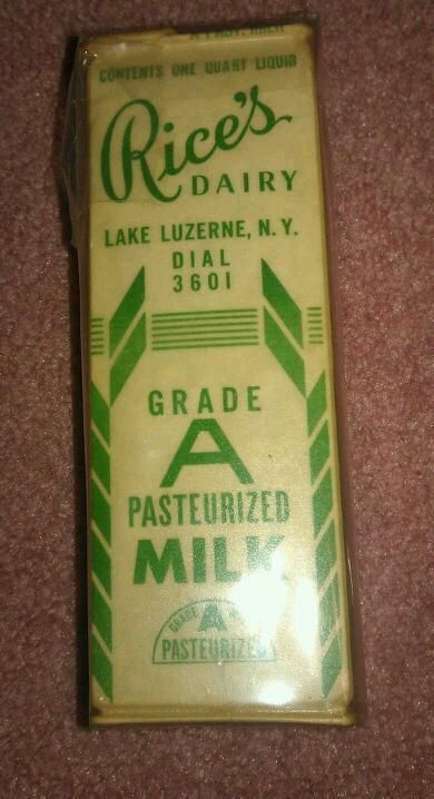 Early Vintage Milk Carton Rices Dairy Lake Luzerne N Y