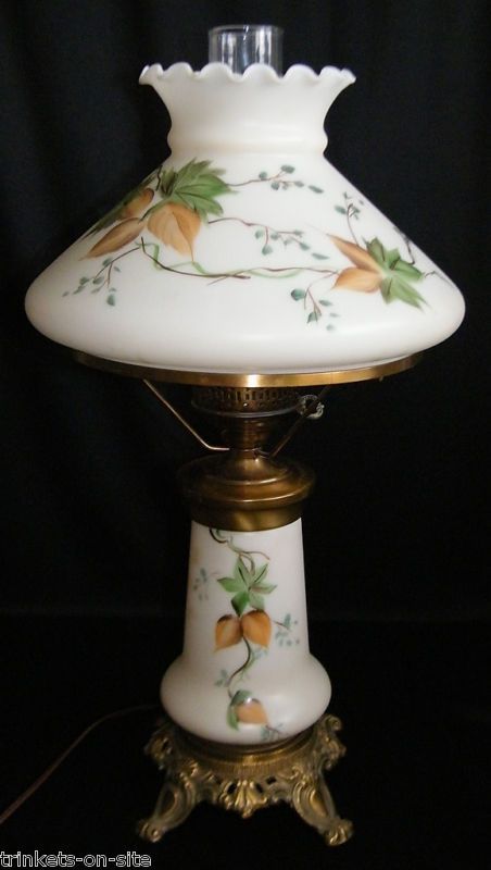 Vintage Electric Hurricane Lamp Light Hand Painted