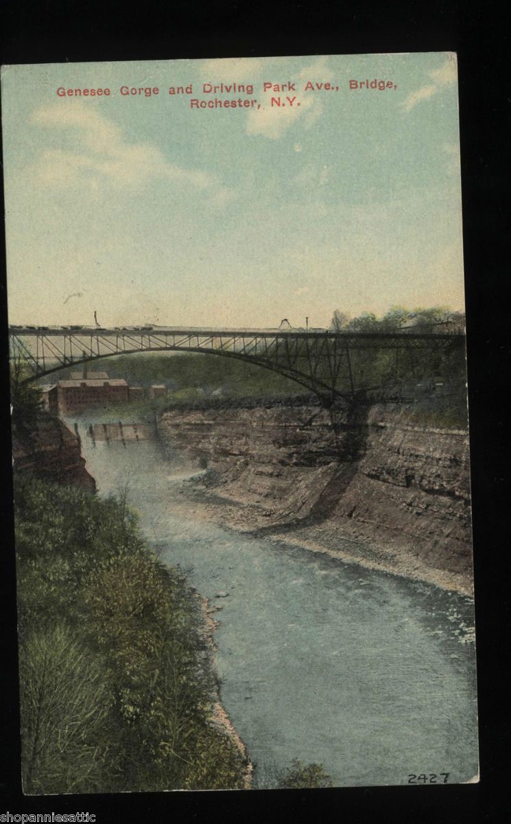 1911 POSTCARD PC GENESEE GORGE Driving park bridge ROCHESTER NY monroe