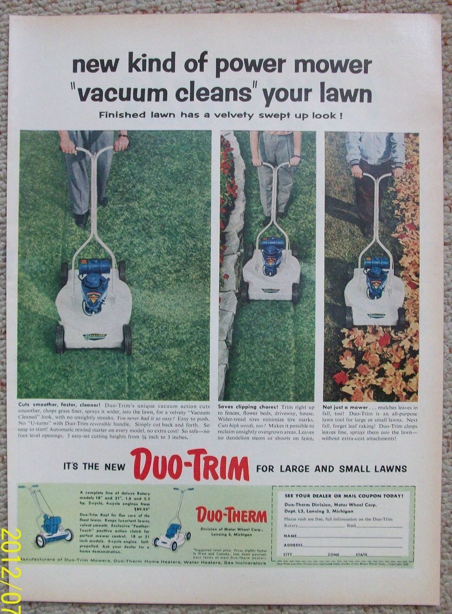 Duo Trim Lawn Mower Vacuum Action Cut Reversible Handle No Turn
