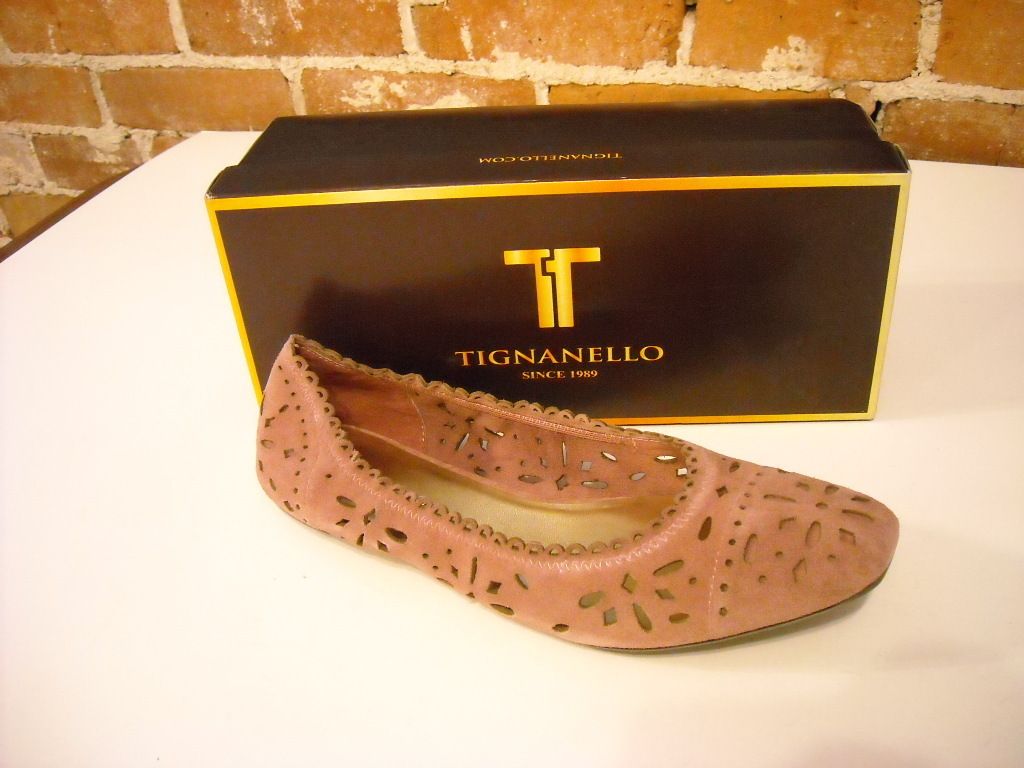 Cute Tignanello Layla Rose Pink Suede Cutwork Ballet Flat 9 New