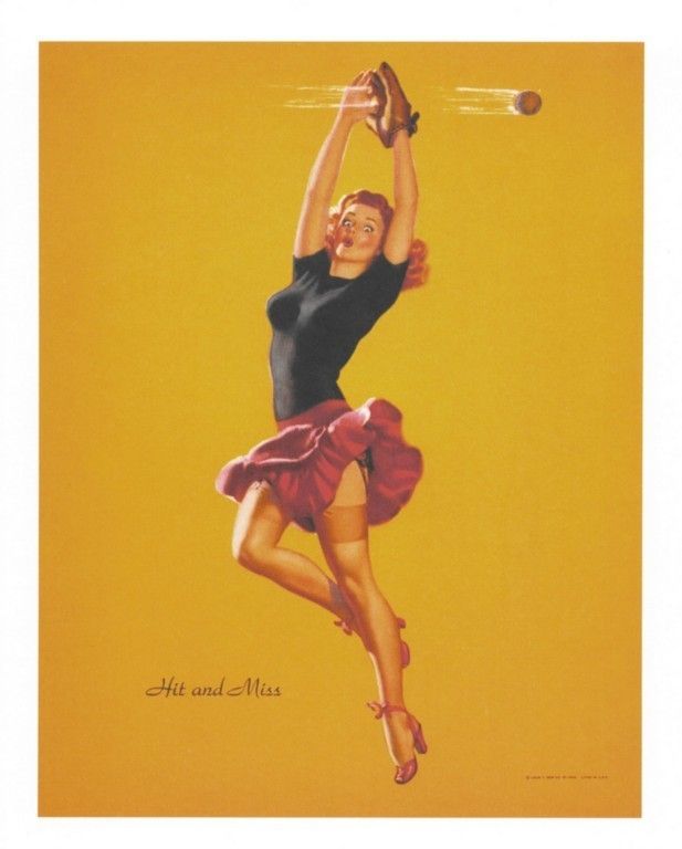 Bill Layne 079 Hit and Miss 7x9 Baseball Girl