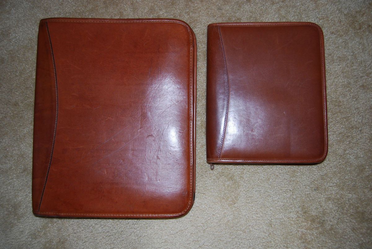 Levenger Leather 8 1/2 x 11 3 Ring Binder & 5 x 7 Leather Organizer