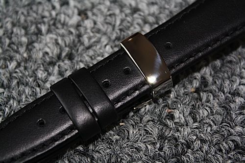 Black Oil Tan Leather Watch Band Short Deployment Clasp