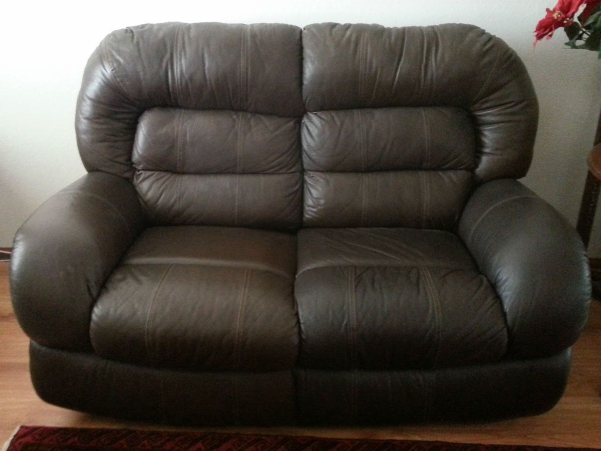 Brown Leather Loveseat