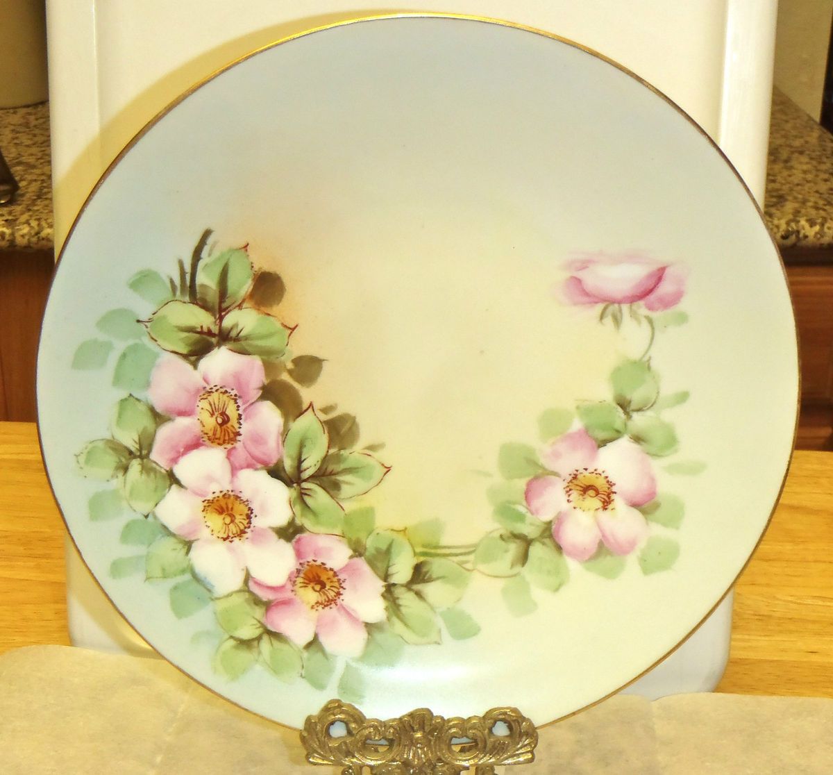 Antique Limoges China Plate w Roses
