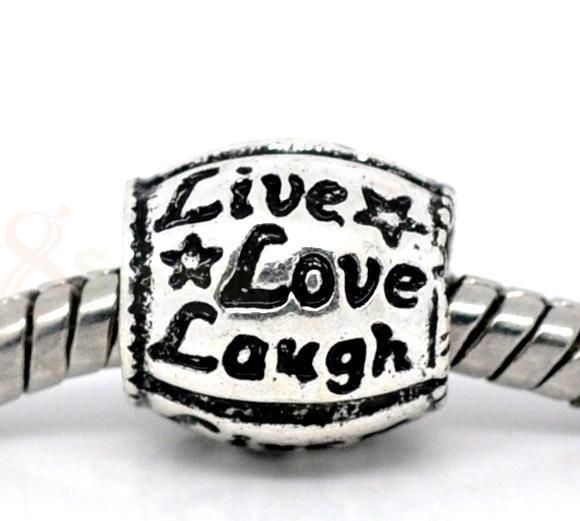 20 Live Love Laugh Beads Fit Charm Bracelet 10x10mm