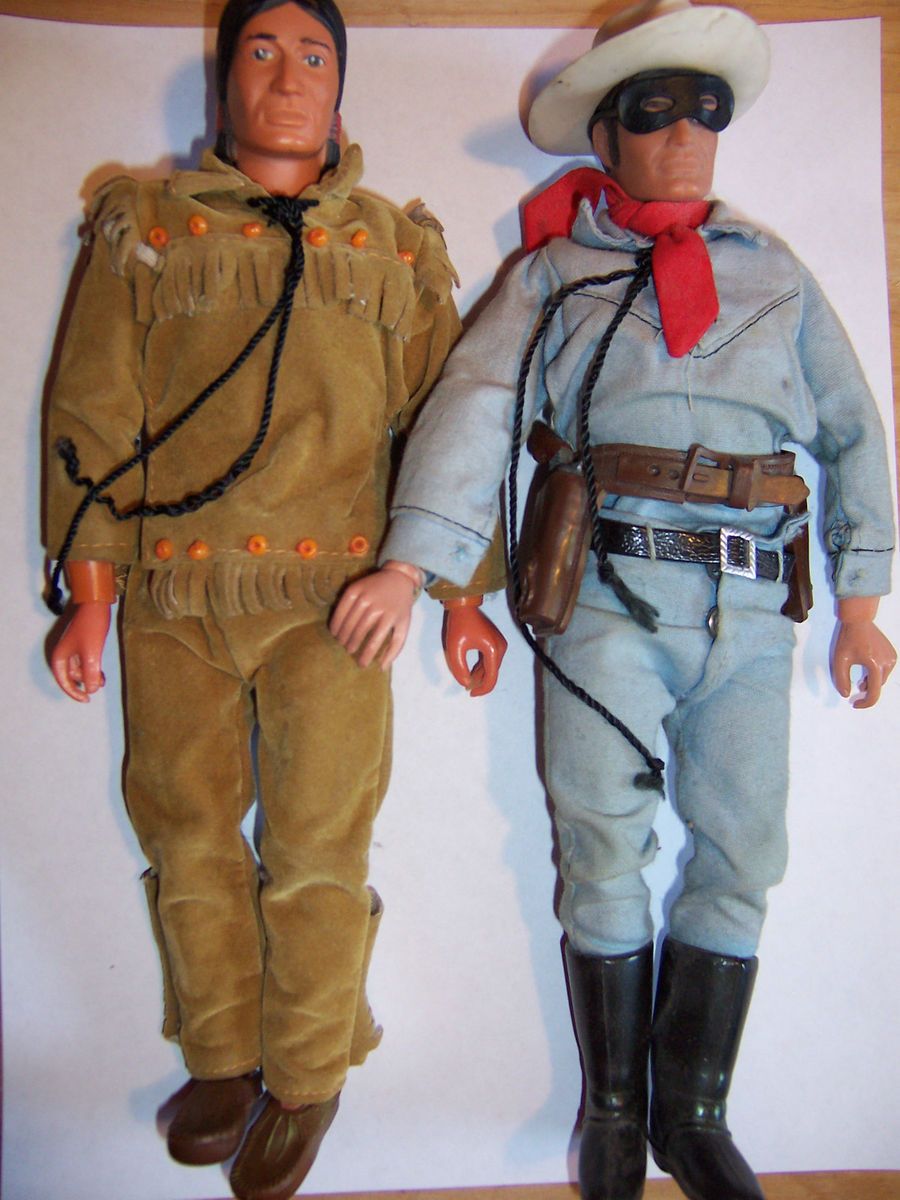 Lone Ranger and Tonto Action Figures 1973 Vintage Western L36