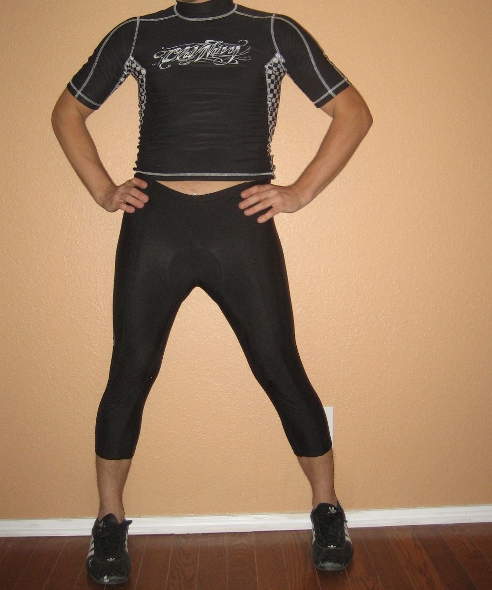 LOUISE GARNEAU 3 4 Cycling TIGHTS Spandex KICKERS Black CAPRI LEGGINGS