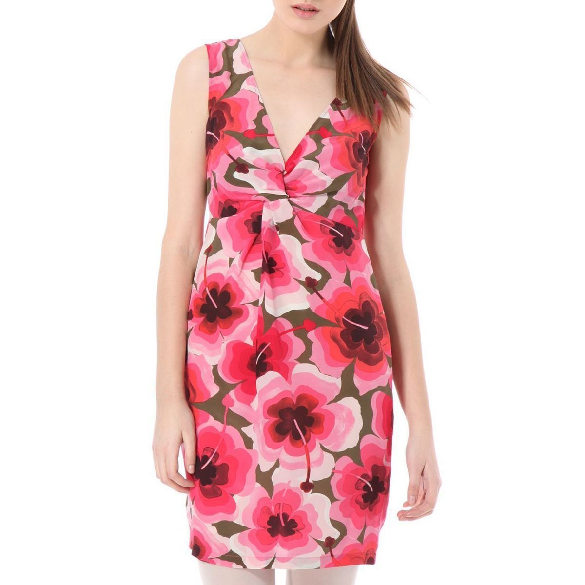 New $375 Love Moschino Women Pink Floral Sleeveless Silk Dress Size 10