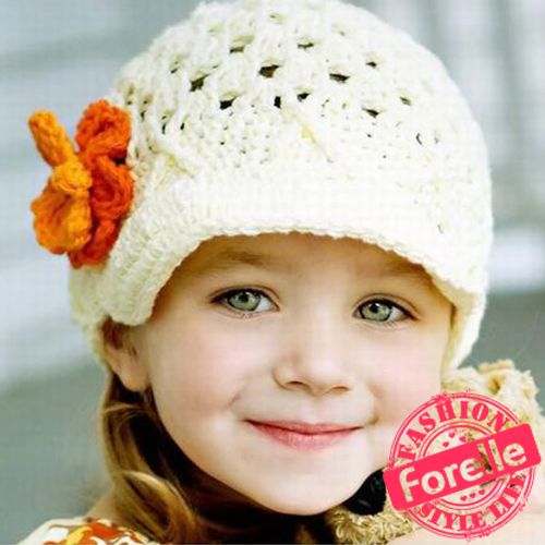 EEM04 Super Sweet Lovely Cute Baby Girl Beanie Flower Knit Crochet Hat