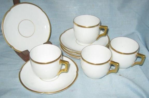 PSL Alma Austria 4 Demitasse Cups 6 Saucers Pfeiffer Lowenstein