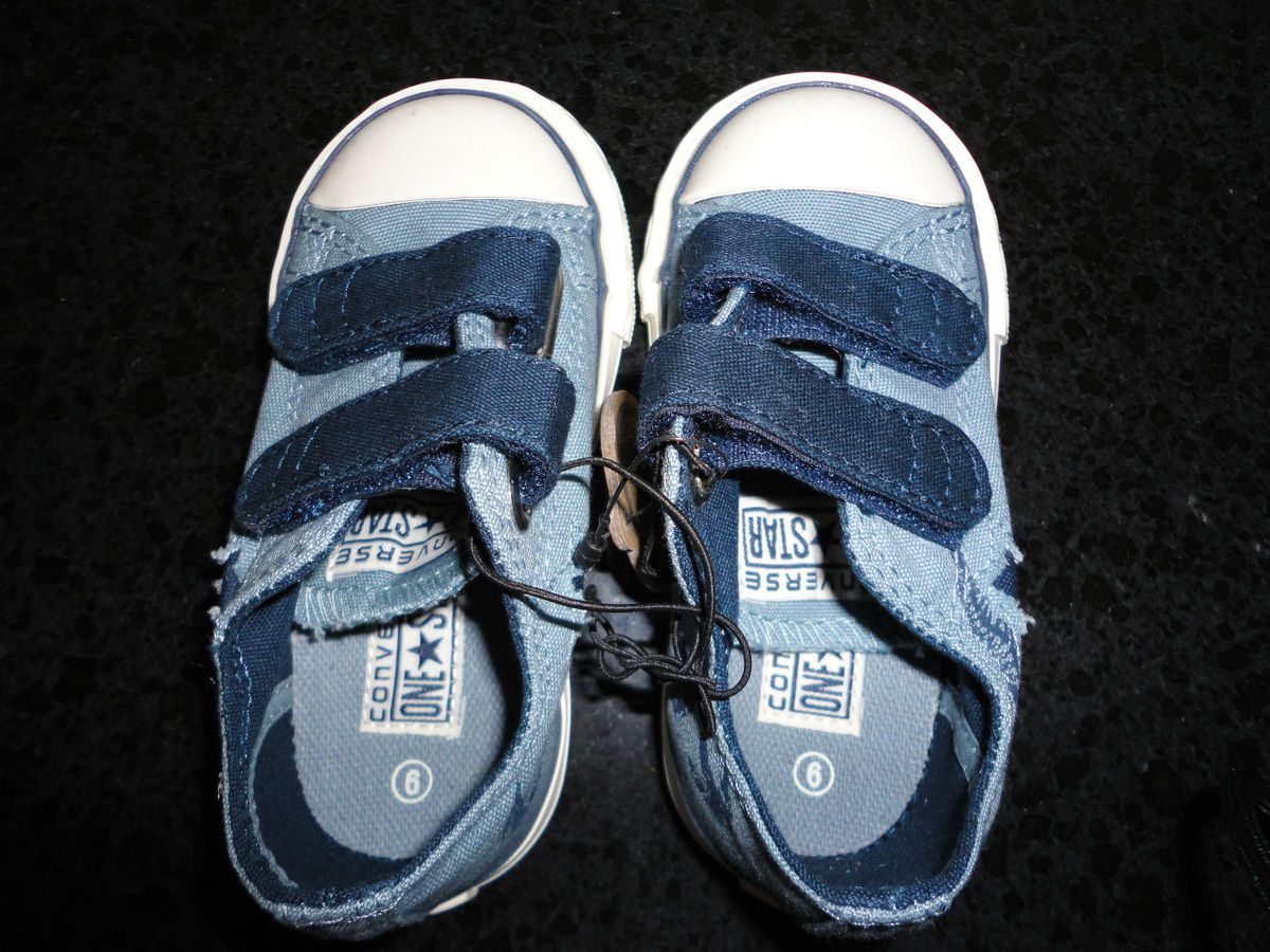Converse One Star Infant Baby Toddler Boy Velcro Blue Shoes Sneakers