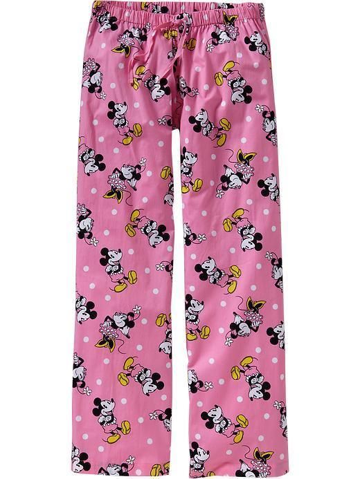 Mickey Minnie Mouse Pajamas Lounge Pants Pink Print Cotton