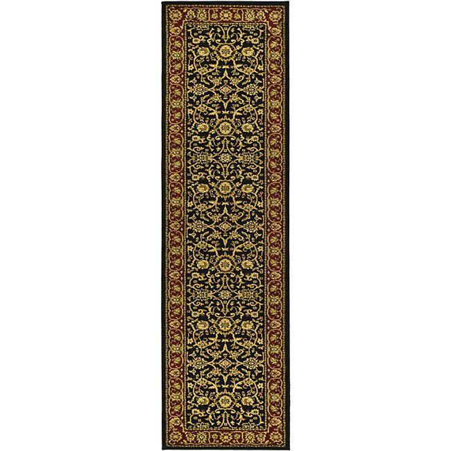 Lyndhurst Black Red Polypropylene Runner Rug 23X20