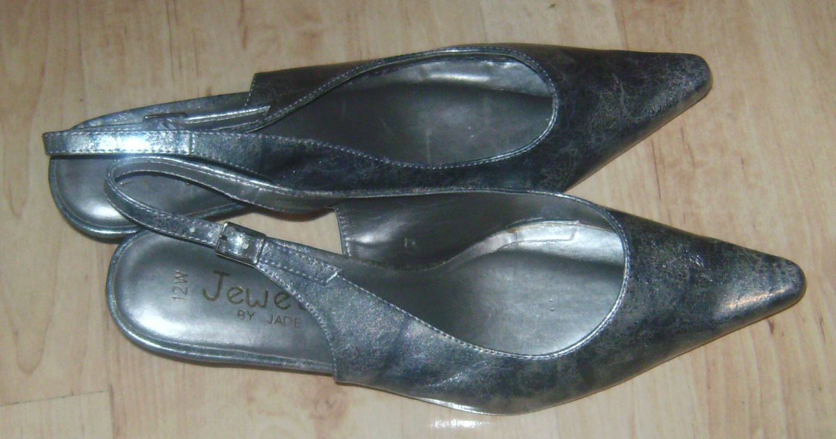 Crossdresser Jewels by Jade Silver Slingbacks Shoes 12W