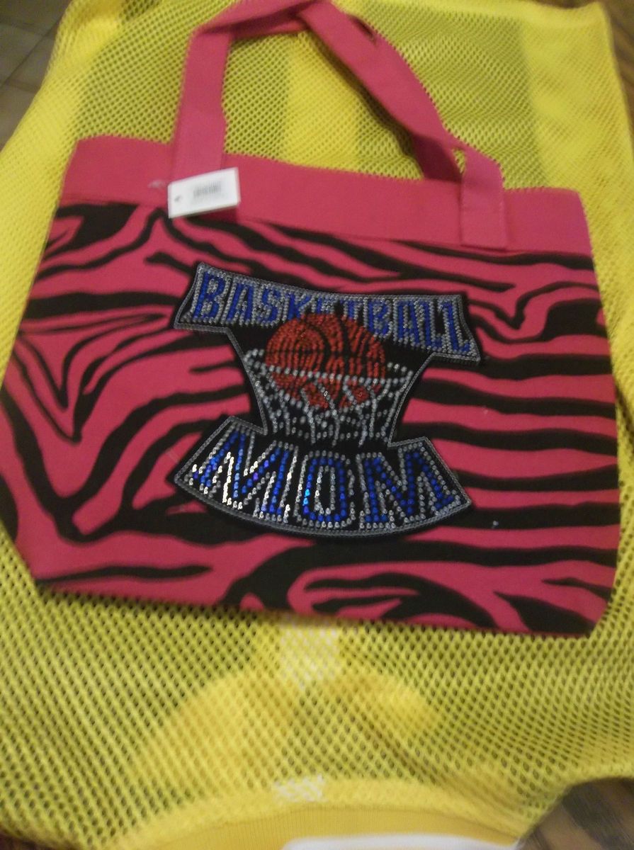 Bling Multi color Basketball mom Handbag or Totes Hot pink black Zebra