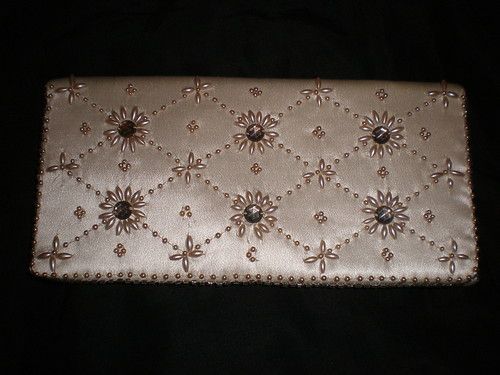 Magid Vtg Satin Beaded Purse Clutch Evening 1950S