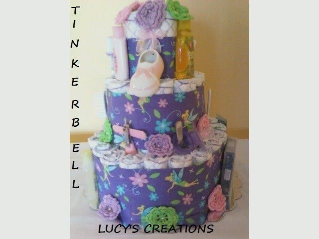 Baby Diaper Pamper Cake Tinkerbell Theme Baby Shower Gift Centerpiece