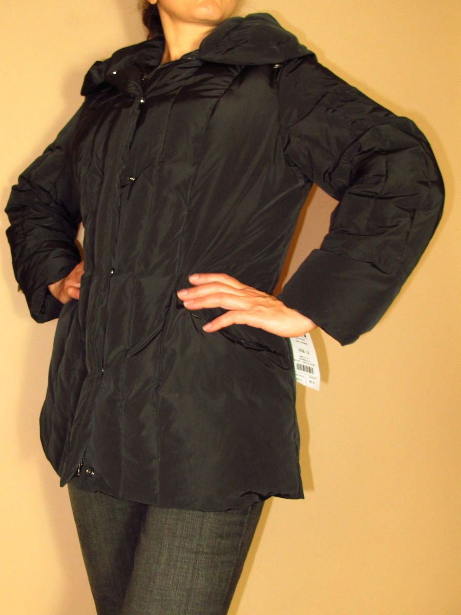 Marina Rinaldi Max Mara Natural GOOSE Down Black Quilted Coat MR21 12