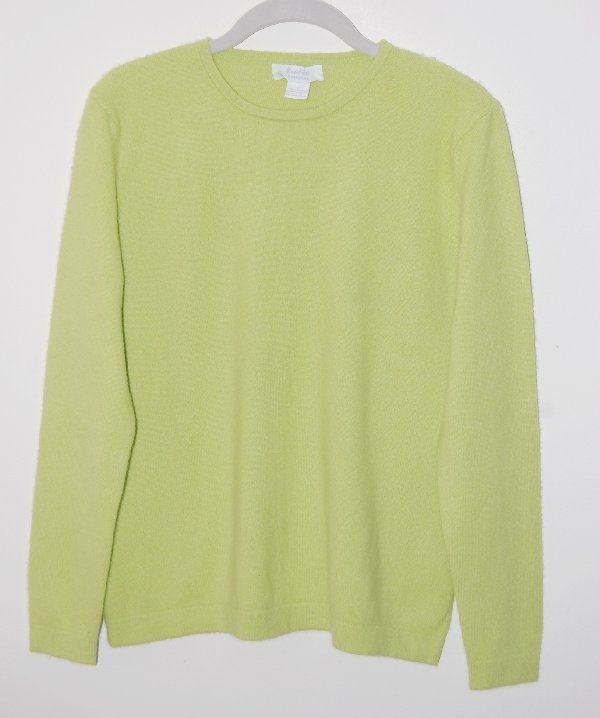 Marshall Fields 100 Cashmere Bright Green Crew Crewneck Sweater L