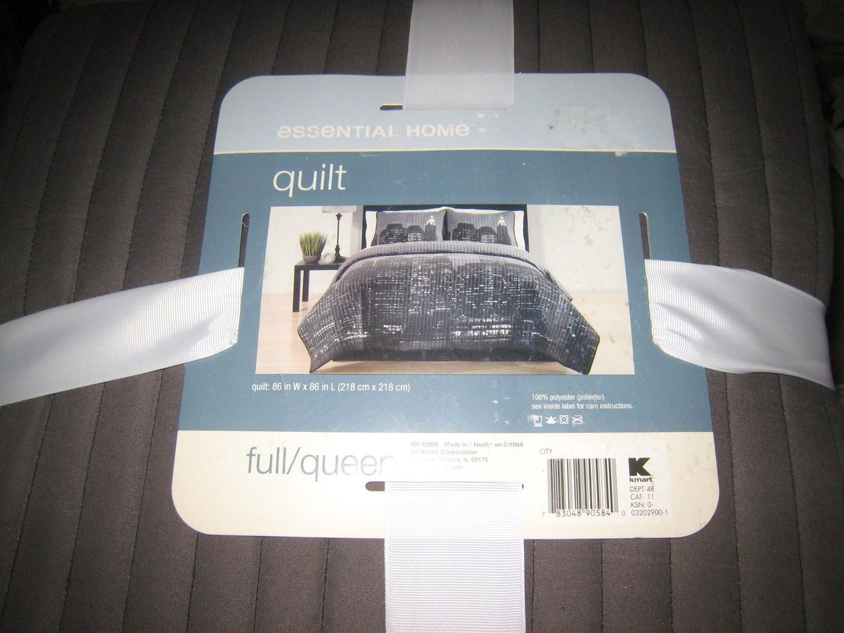 Urban Cityscape Full Queen Quilt Coverlet NIP