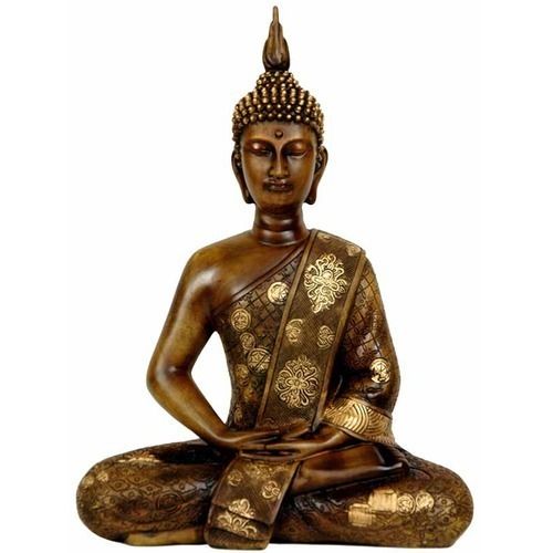 Oriental Furniture 11 Thai Sitting Buddha Statue in Faux Wood Grain