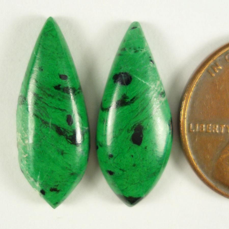 Maw Sit Sit Vivid Green 7 89 Carats Designer Cabochon Pair Burma