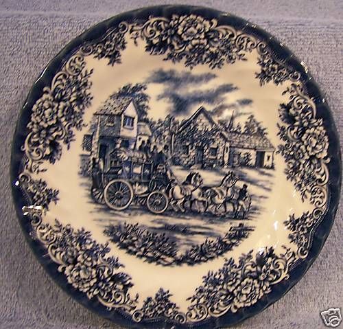 Royal Stafford Blue Coaching Scene Salad Plate