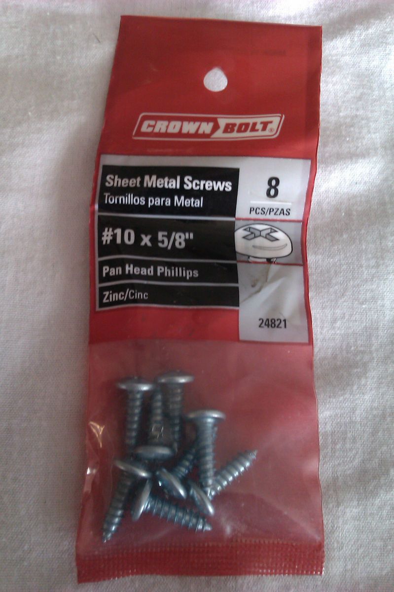 SHEET METAL SCREWS (8) #10 X 5/8 PAN HEAD PHILLIPS ZINC 0 3069924821