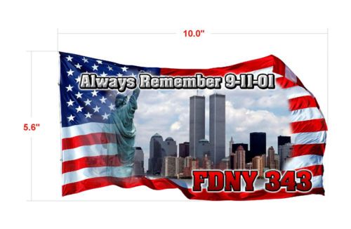 911 FDNY 343 Flag Firefighter Decal Sticker Memorial