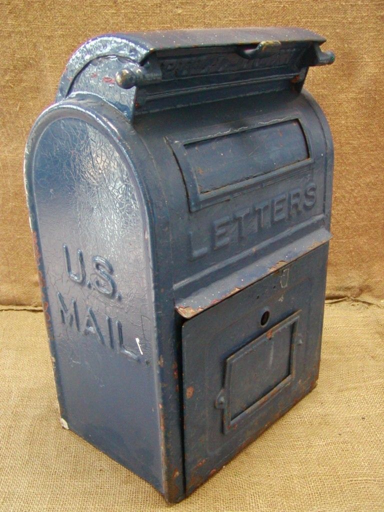 Vintage USPS Metal Cast Iron Dropoff Mailbox Antique Mail Box Garden